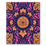 Vibrant Pink Orange Floral Navy Area Rug