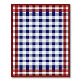 Red Border Blue Checkered Washable Area Rug