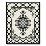 Black and White Ornate Medallion Area Rug