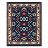 Navy Blue Persian Geometric Tribal Area Rug