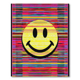 Vibrant Smiley Face Rainbow Stripe Area Rug