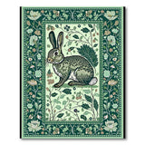 Whimsical Green Rabbit Berry Area Rug