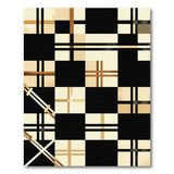 Beige Black Geometric Grid Area Rug