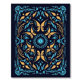 Teal Gold Butterfly Medallion Area Rug