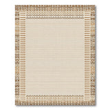 Beige Woven Border Area Rug with Tribal Patterns