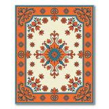 Orange Teal Persian Medallion Area Rug