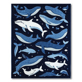 Playful Indigo Whale Ocean Area Rug