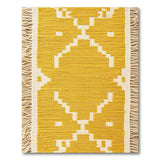 Bold Yellow Geometric Woven Fringe Rug