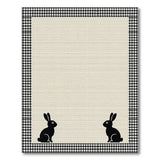 Beige Gingham Bunny Silhouette Area Rug
