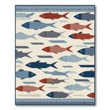 Striped Fish Swim Coastal Area Rug