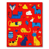 Playful Cartoon Animals Kids Area Rug