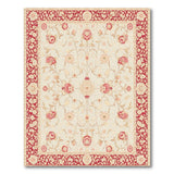 Red Ivory Persian Floral Area Rug with Red Border
