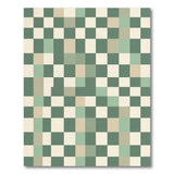 Green Checkered Rustic Area Rug