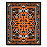 Intricate Orange Persian Area Rug with Black Border