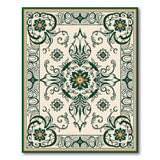 Beige Green Floral Traditional Persian Area Rug