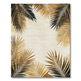 Gold Palm Frond Area Rug with Black Accents
