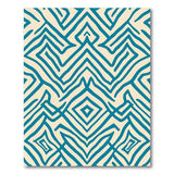 Blue and Teal Teal Maze Geometric Area Rug