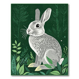 Cute Grey Bunny in Lush Green Forest Rug