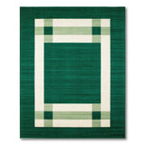 Green Green Framed Grid Geometric Area Rug