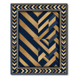 Navy and Gold Geometric Chevron Area Rug