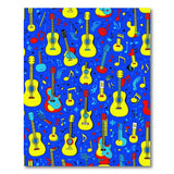 Vibrant Yellow Guitar Musical Notes Area Rug