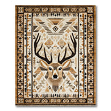 Tribal Deer Head Geometric Area Rug