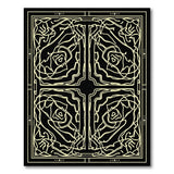 Ornate Black Gold Rose Floral Area Rug