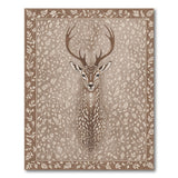 Majestic Woodland Deer Beige Leaf Area Rug