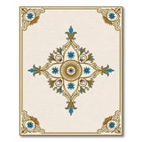 Opulent Blue Lotus Gold Medallion Area Rug