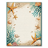 Coastal Beach Coastal Starfish Seashell Border Area Rug
