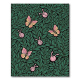 Emerald Green Foliage with Pink Butterflies Snails Rug