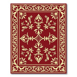 Red Persian Area Rug with Gold Floral Border