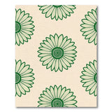 Green Outline Daisy Floral Area Rug