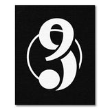 Bold Geometric Number 9 Area Rug - Black White