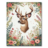 Floral Wreath Deer Head Area Rug