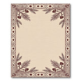 Ornate Beige Area Rug with Maroon Floral Border
