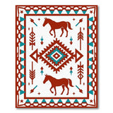 Southwestern Horse Tribal Area Rug