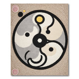Beige Yin-Yang Tribal Dot Area Rug