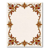 Ornate Gold Maroon Floral Border Area Rug