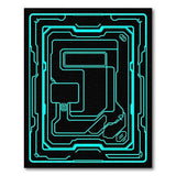Blue and Teal Neon Circuit Blue Teal Geometric Area Rug