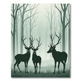 Misty Forest Deer Silhouette Area Rug