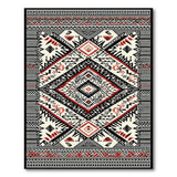 Bold Geometric Southwestern Area Rug in Black White Red