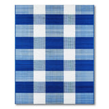 Navy Blue White Gingham Check Area Rug