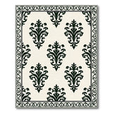 Ornate Black Damask Floral Area Rug