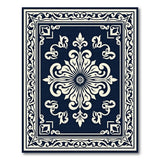 Navy Baroque Floral Medallion Rug