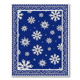 Navy Blue Snowflake Area Rug with Ornate Border