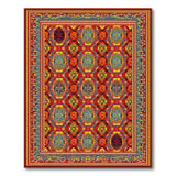 Vibrant Red Geometric Persian Area Rug