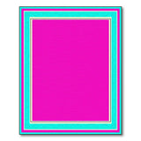 Pink Teal Ornate Border Area Rug