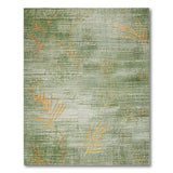 Green Gold Fern Leaf Distressed Vintage Area Rug