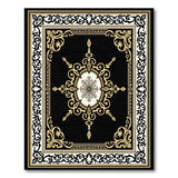 Gold and Silver Ornate Black Gold Medallion Area Rug